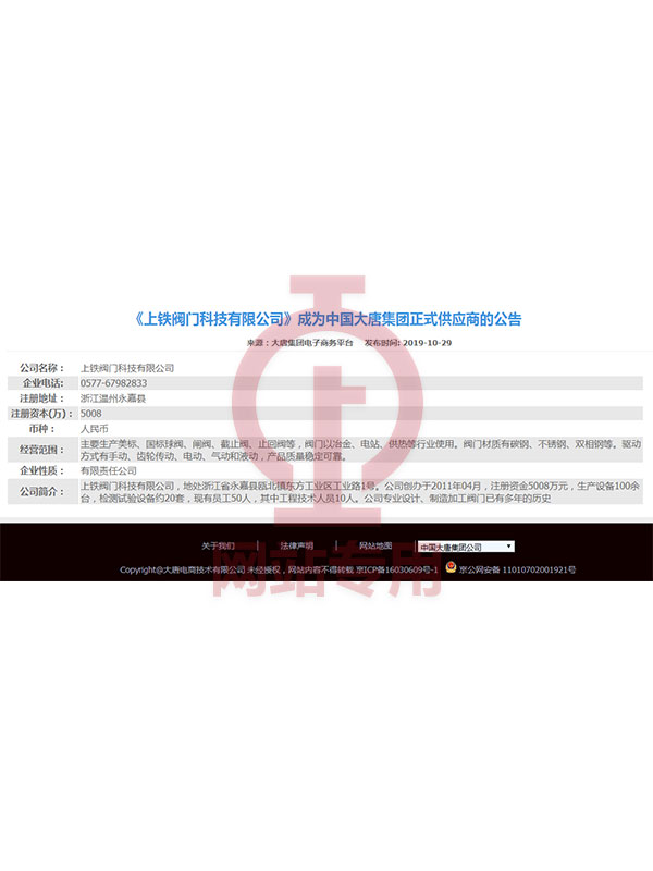 中國大唐集團入網證書